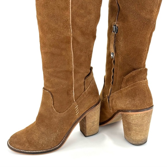 DOLCE VITA OHANNA BROWN GENUINE SUEDE BLOCK HEEL OVER-THE-KNEE/THIGH HIGH BOOTS - Picture 9 of 13